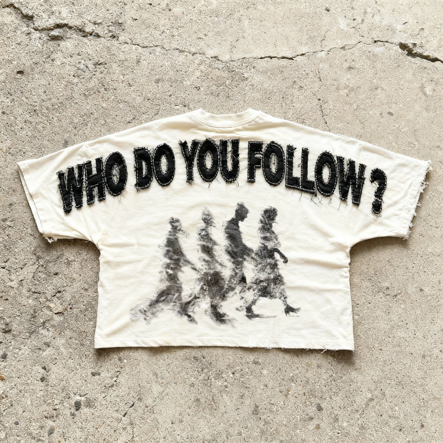 Who Do You Follow - Sand Boxy Cropped Tee